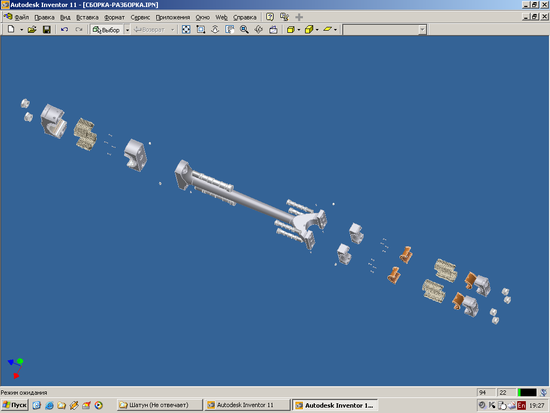 Рис. 9. 3D-модель сборки-разборки шатуна, выполненная в Autodesk Inventor